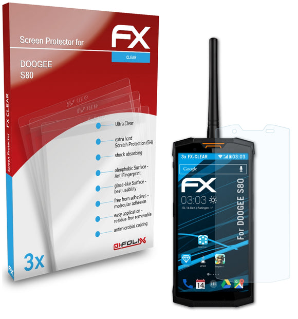 atFoliX FX-Clear Schutzfolie für DOOGEE S80