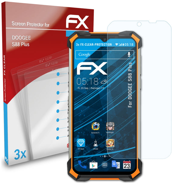 atFoliX FX-Clear Schutzfolie für DOOGEE S88 Plus