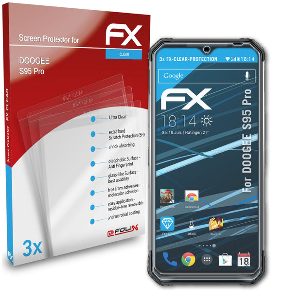 atFoliX FX-Clear Schutzfolie für DOOGEE S95 Pro