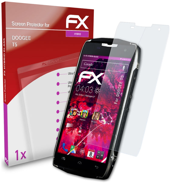 atFoliX FX-Hybrid-Glass Panzerglasfolie für DOOGEE T5