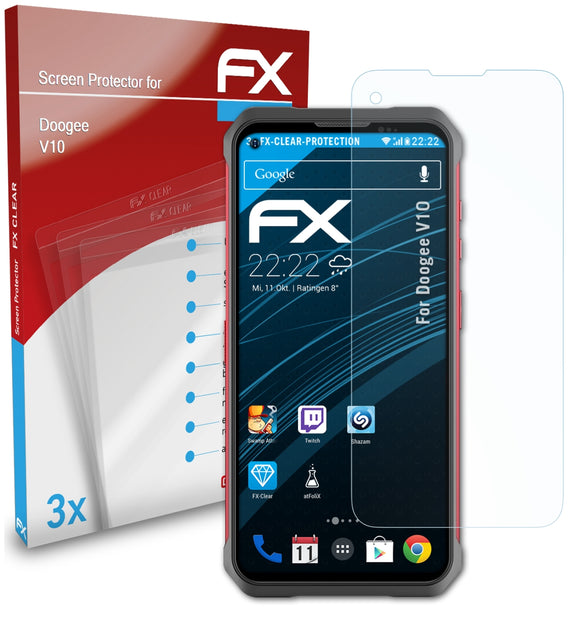 atFoliX FX-Clear Schutzfolie für DOOGEE V10