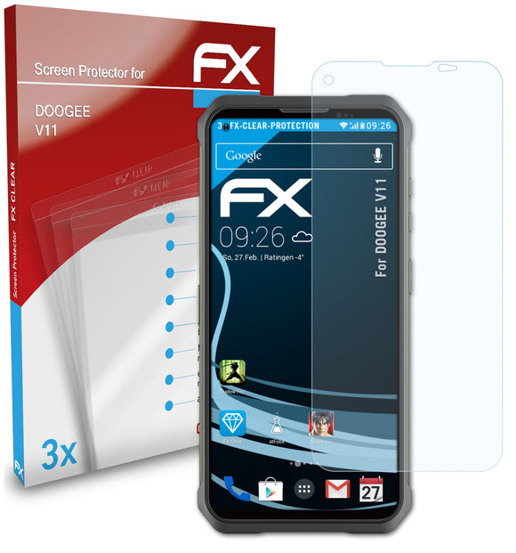 atFoliX FX-Clear Schutzfolie für DOOGEE V11