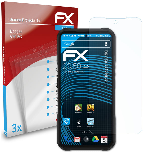 atFoliX FX-Clear Schutzfolie für DOOGEE V20 5G