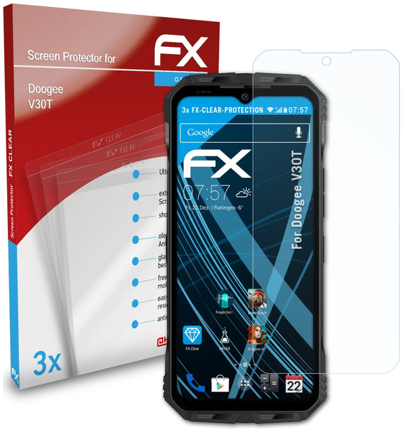 atFoliX FX-Clear Schutzfolie für Doogee V30T