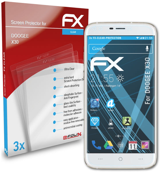 atFoliX FX-Clear Schutzfolie für DOOGEE X30