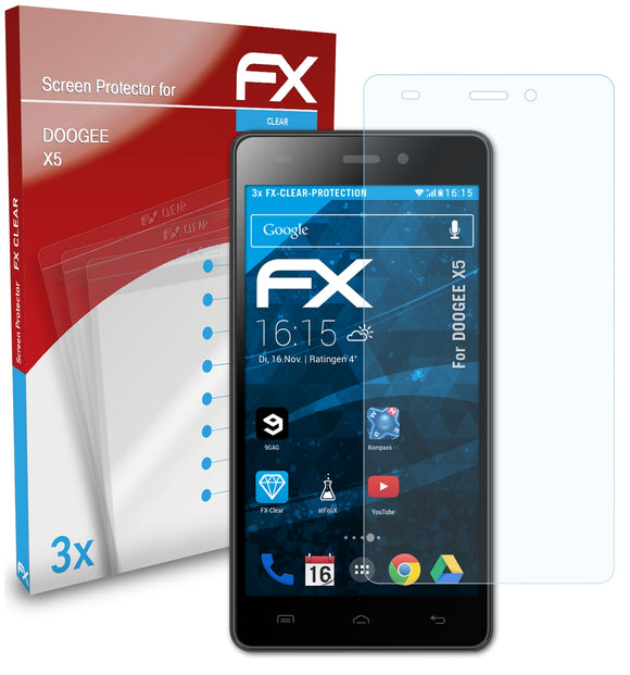 atFoliX FX-Clear Schutzfolie für DOOGEE X5