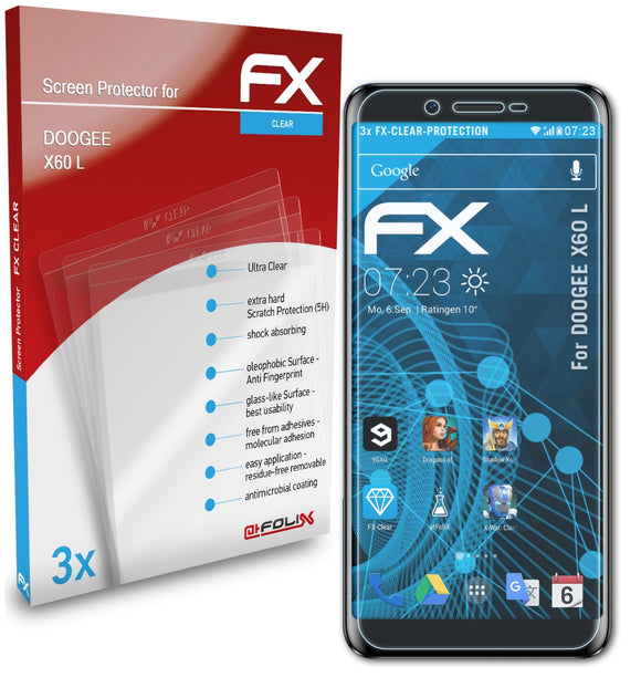 atFoliX FX-Clear Schutzfolie für DOOGEE X60 L