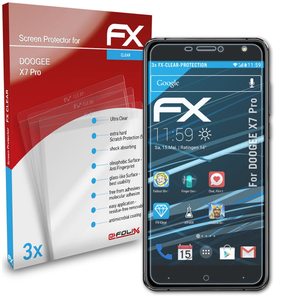 atFoliX FX-Clear Schutzfolie für DOOGEE X7 Pro