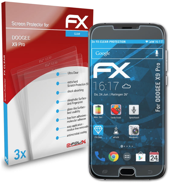atFoliX FX-Clear Schutzfolie für DOOGEE X9 Pro