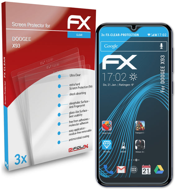 atFoliX FX-Clear Schutzfolie für DOOGEE X93