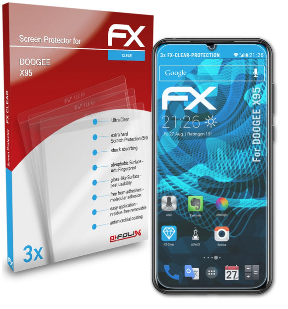 atFoliX FX-Clear Schutzfolie für DOOGEE X95