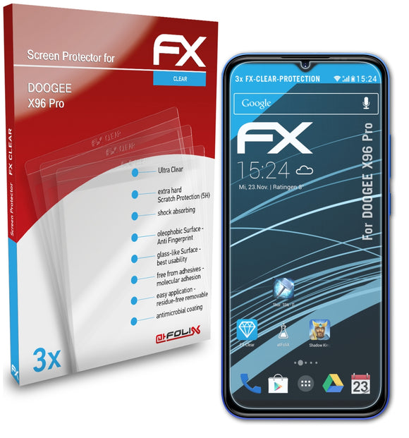 atFoliX FX-Clear Schutzfolie für DOOGEE X96 Pro