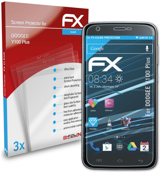 atFoliX FX-Clear Schutzfolie für DOOGEE Y100 Plus