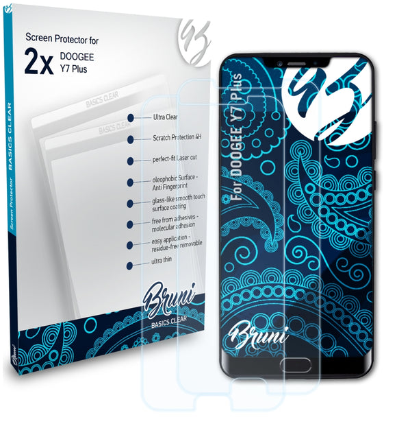 Bruni Basics-Clear Displayschutzfolie für DOOGEE Y7 Plus