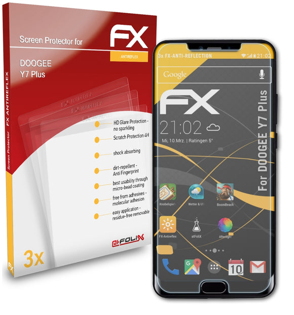 atFoliX FX-Antireflex Displayschutzfolie für DOOGEE Y7 Plus