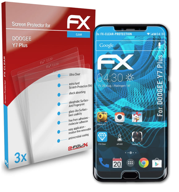 atFoliX FX-Clear Schutzfolie für DOOGEE Y7 Plus