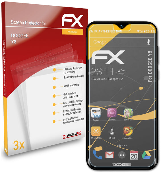 atFoliX FX-Antireflex Displayschutzfolie für DOOGEE Y8