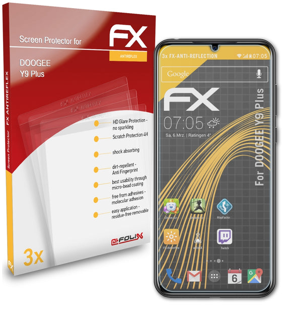 atFoliX FX-Antireflex Displayschutzfolie für DOOGEE Y9 Plus