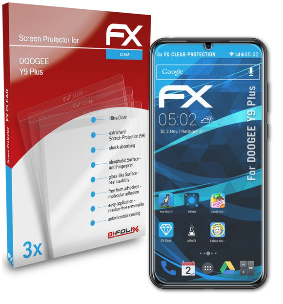 atFoliX FX-Clear Schutzfolie für DOOGEE Y9 Plus
