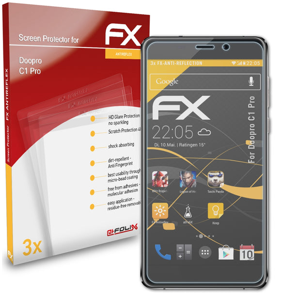 atFoliX FX-Antireflex Displayschutzfolie für Doopro C1 Pro