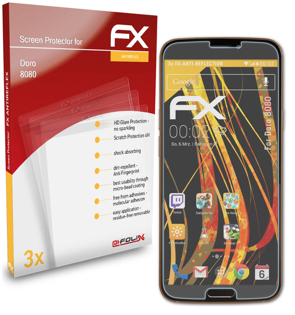 atFoliX FX-Antireflex Displayschutzfolie für Doro 8080