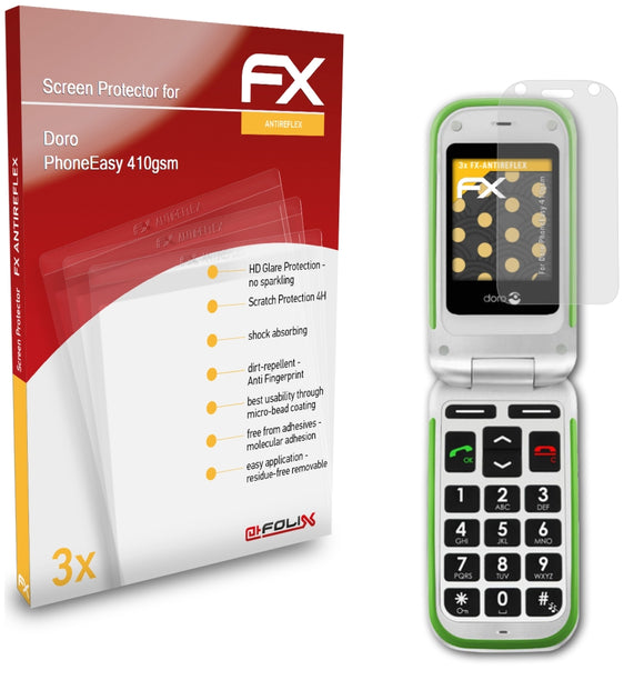 atFoliX FX-Antireflex Displayschutzfolie für Doro PhoneEasy 410gsm