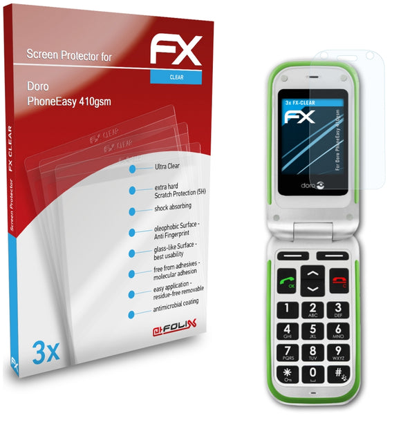 atFoliX FX-Clear Schutzfolie für Doro PhoneEasy 410gsm
