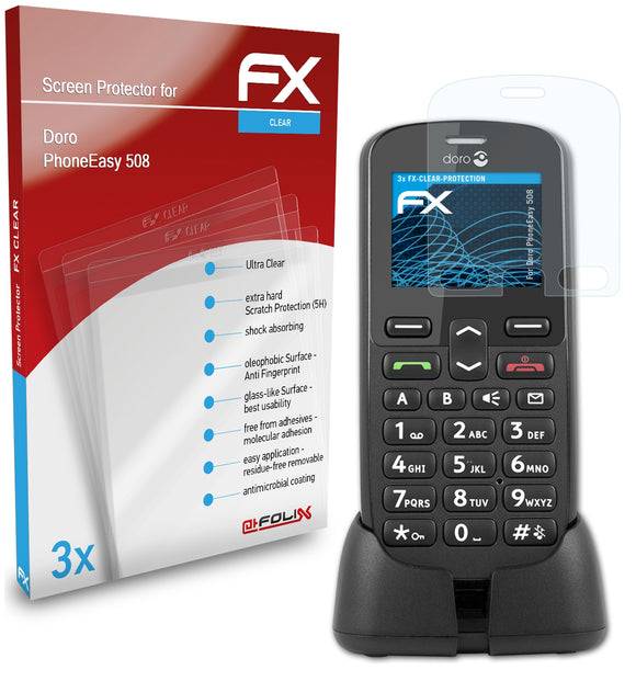 atFoliX FX-Clear Schutzfolie für Doro PhoneEasy 508