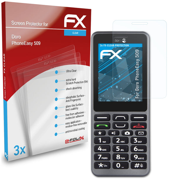 atFoliX FX-Clear Schutzfolie für Doro PhoneEasy 509