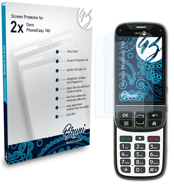 Bruni Basics-Clear Displayschutzfolie für Doro PhoneEasy 740