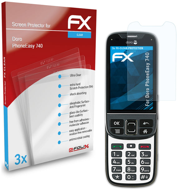 atFoliX FX-Clear Schutzfolie für Doro PhoneEasy 740