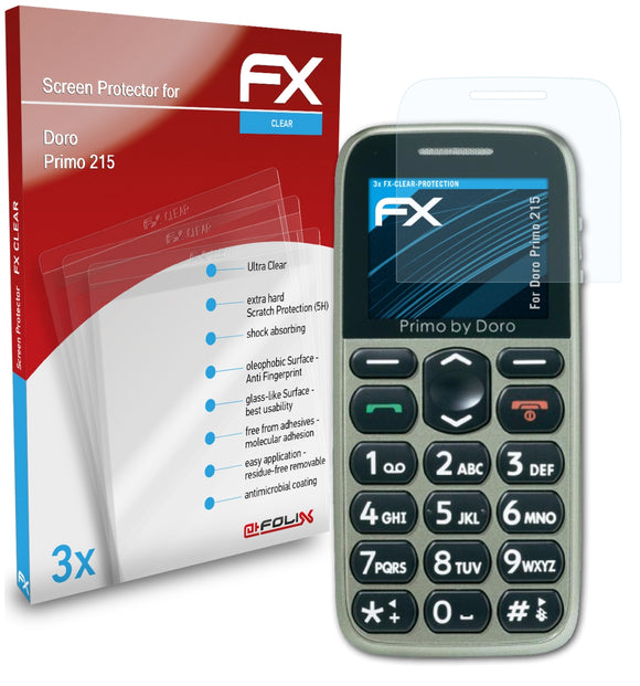atFoliX FX-Clear Schutzfolie für Doro Primo 215