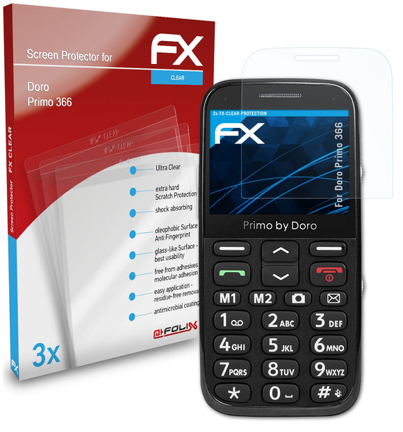 atFoliX FX-Clear Schutzfolie für Doro Primo 366