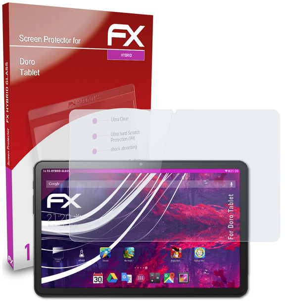 atFoliX FX-Hybrid-Glass Panzerglasfolie für Doro Tablet