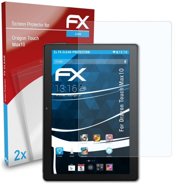 atFoliX FX-Clear Schutzfolie für Dragon Touch Max10