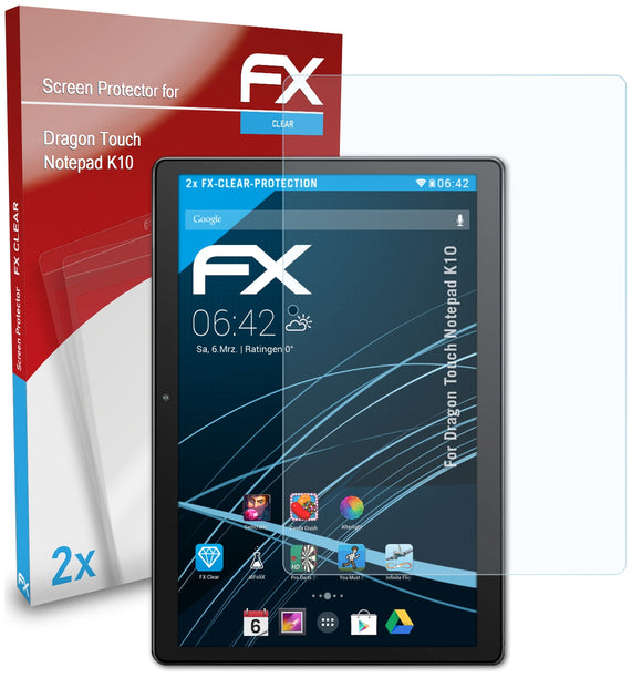 atFoliX FX-Clear Schutzfolie für Dragon Touch Notepad K10