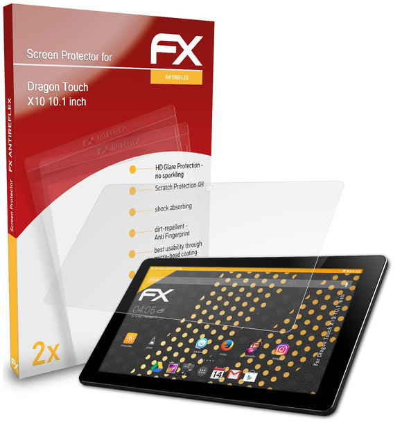 atFoliX FX-Antireflex Displayschutzfolie für Dragon Touch X10 (10.1 inch)
