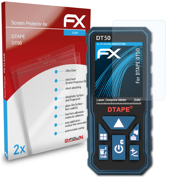 atFoliX FX-Clear Schutzfolie für DTAPE DT50