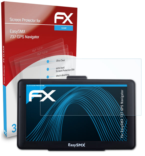 atFoliX FX-Clear Schutzfolie für EasySMX 737 GPS Navigator