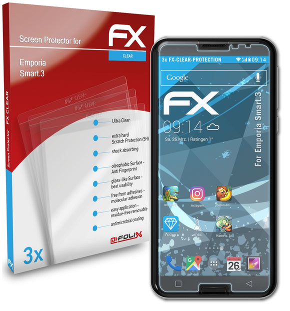 atFoliX FX-Clear Schutzfolie für Emporia Smart.3
