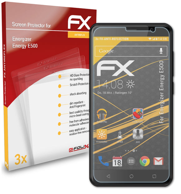 atFoliX FX-Antireflex Displayschutzfolie für Energizer Energy E500