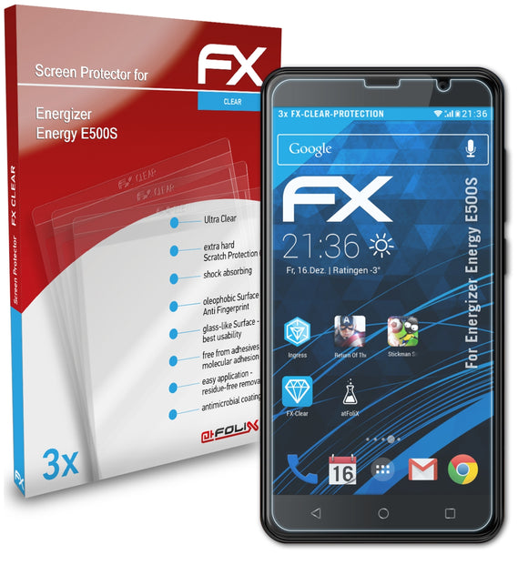 atFoliX FX-Clear Schutzfolie für Energizer Energy E500S