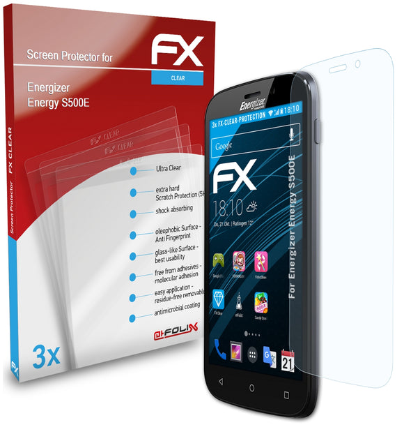 atFoliX FX-Clear Schutzfolie für Energizer Energy S500E