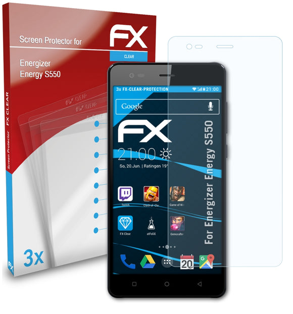 atFoliX FX-Clear Schutzfolie für Energizer Energy S550