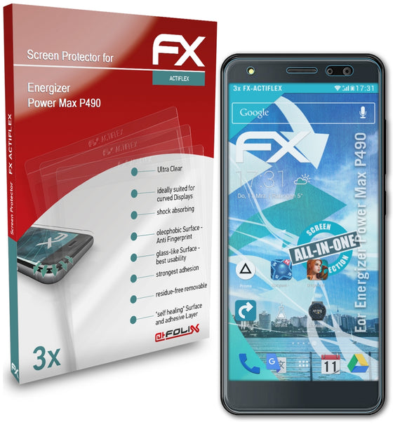 atFoliX FX-ActiFleX Displayschutzfolie für Energizer Power Max P490