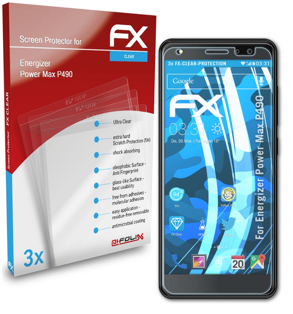 atFoliX FX-Clear Schutzfolie für Energizer Power Max P490