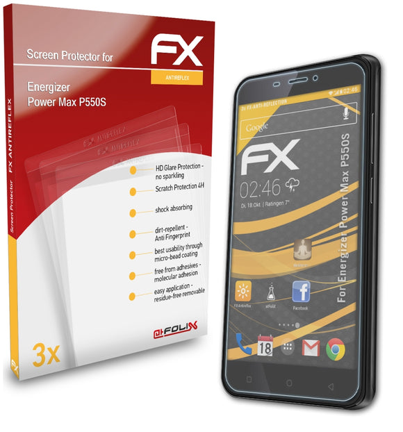 atFoliX FX-Antireflex Displayschutzfolie für Energizer Power Max P550S
