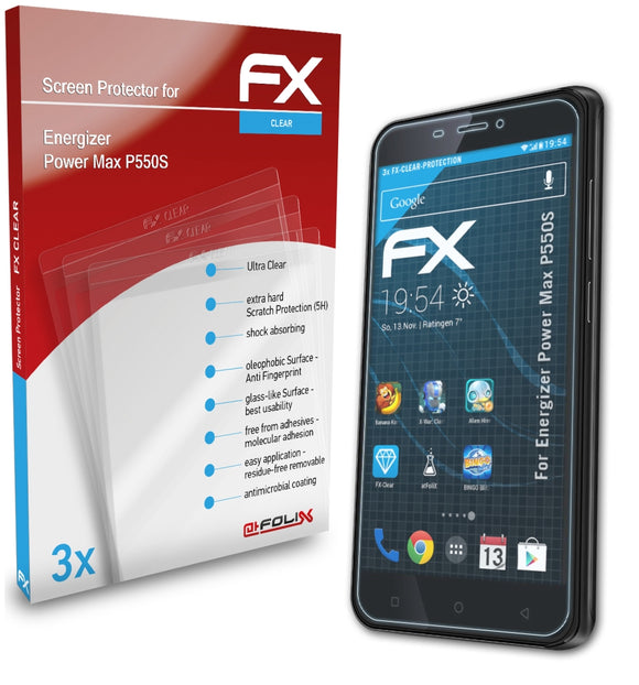 atFoliX FX-Clear Schutzfolie für Energizer Power Max P550S