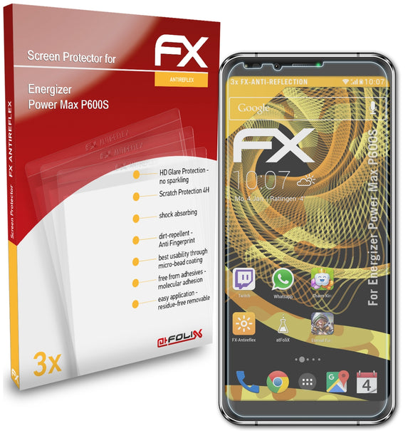 atFoliX FX-Antireflex Displayschutzfolie für Energizer Power Max P600S
