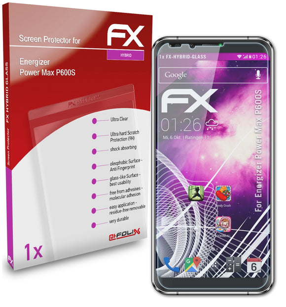 atFoliX FX-Hybrid-Glass Panzerglasfolie für Energizer Power Max P600S